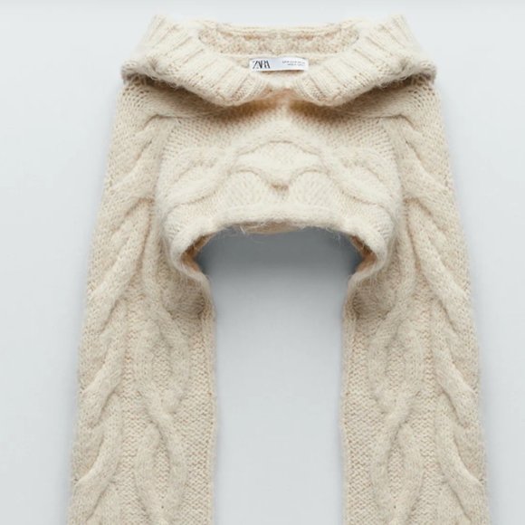 Zara Sweaters Zara Hooded Cable Knit Arm Warmer Poshmark